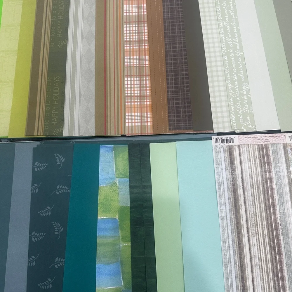 Assorted Green and Gray Patterned Paper Set - Picture 4 of 6